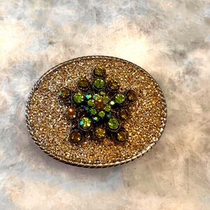 Beaded Rhinestone Belt Buckle